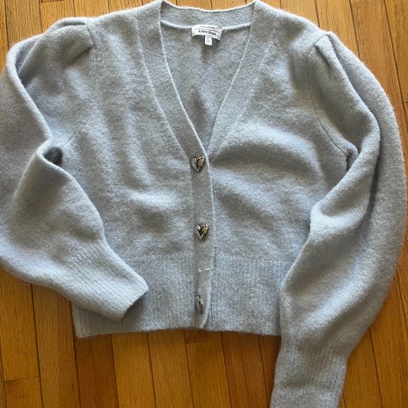 & Other Stories Sweaters - & Other Stories. Size Small. Cropped Blue Cardigan with Heart Buttons